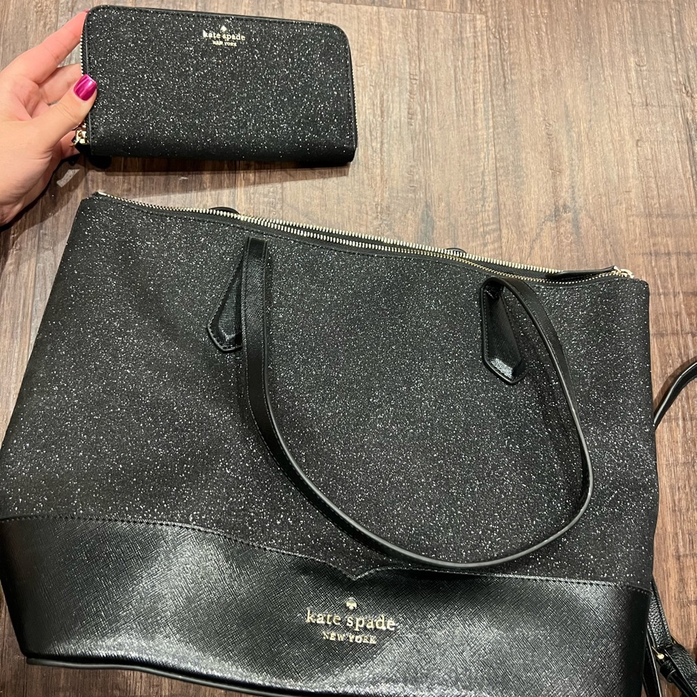 Kate Spade black purse and wallet set